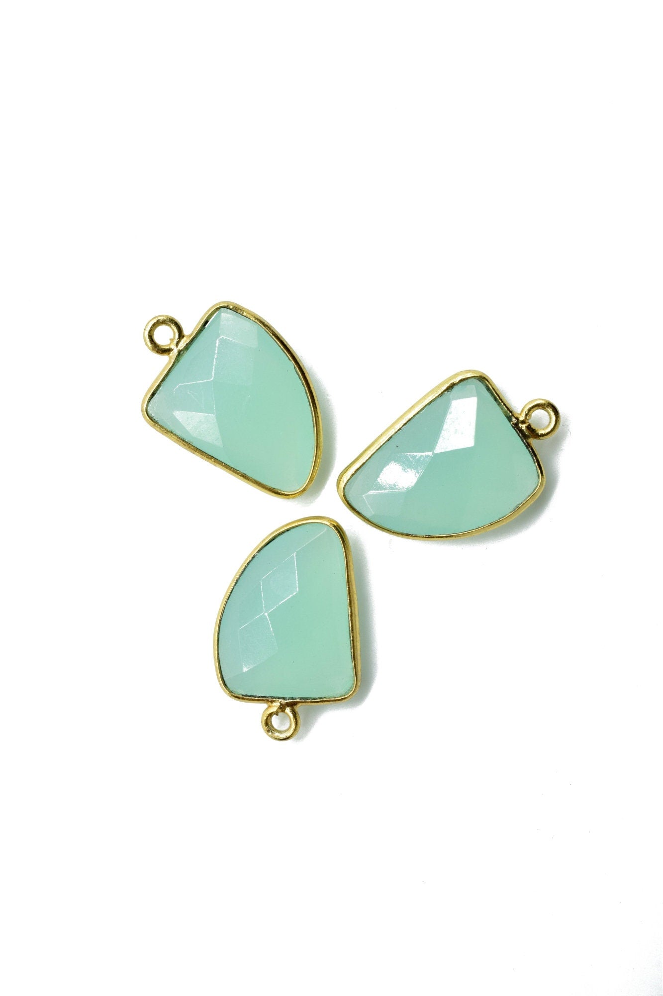 Aqua Chalcedony 12x15mm horn shape single bail connectors,Aqua Chalcedony Bezel Findings Horn Charms,Horn Shape Connectors,Single Bail charm