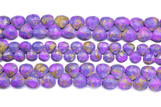 Purple Copper Turquoise Beads, 10mm Gemstone Faceted Heart Shape Briolettes,Gemstone Heart Beads,High Quality Gemstone Beads Jewelry Making