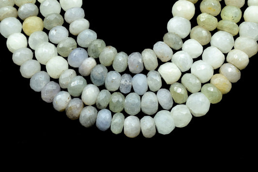 Natural White corundum  Faceted Rondelle Beads,White corundum Faceted Rondelle Gemstone Bead,7-7.5 mm Rondelle Beads, 8 Inch Strand Rondelle