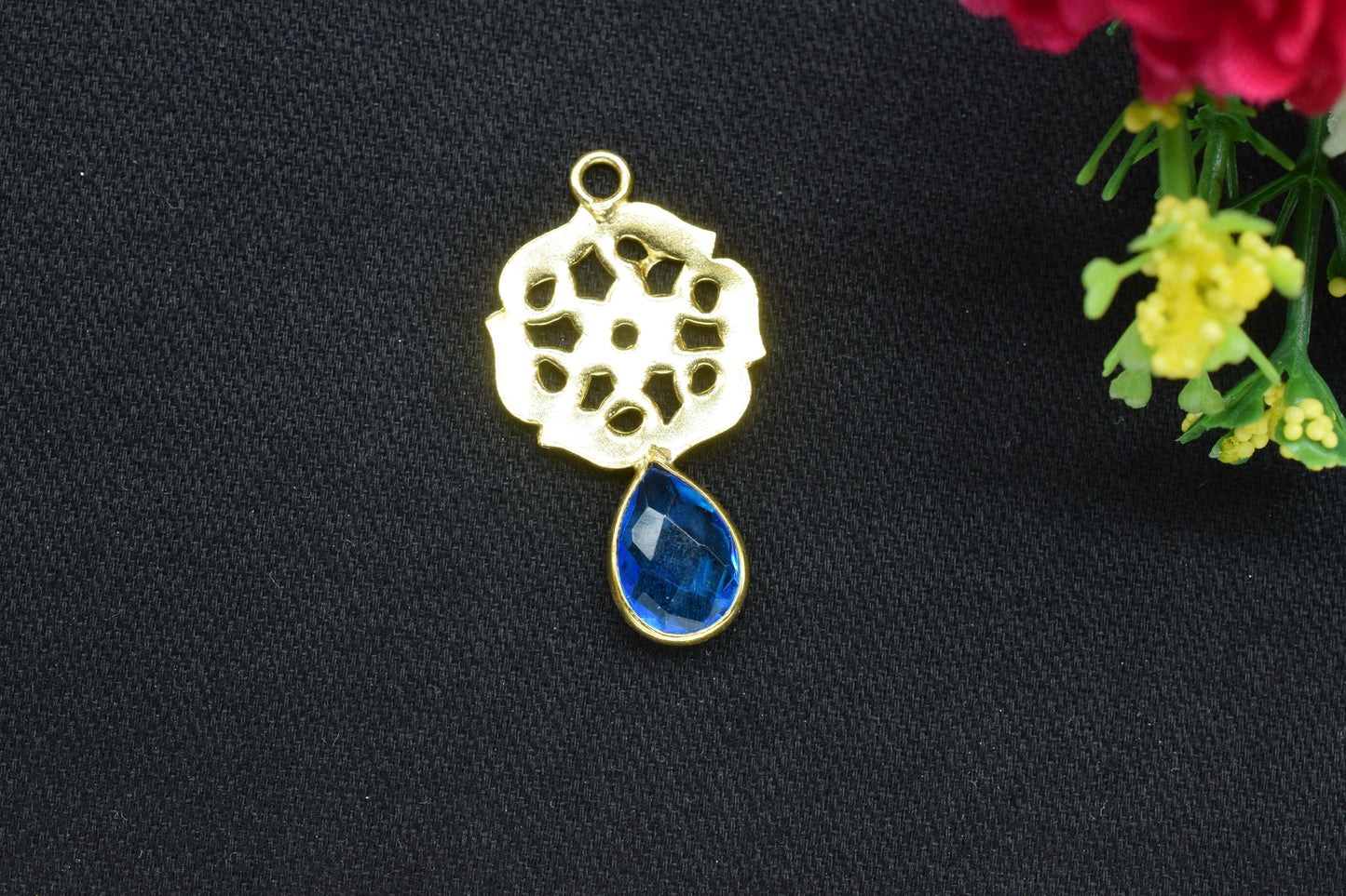 Blue Topaz Teardrop Pendant/Single Bail Charm/Blue Topaz Faceted Gemstone/HandmadeEarring/Earring Making Bezel/Blue Topaz Pear Shape Earring