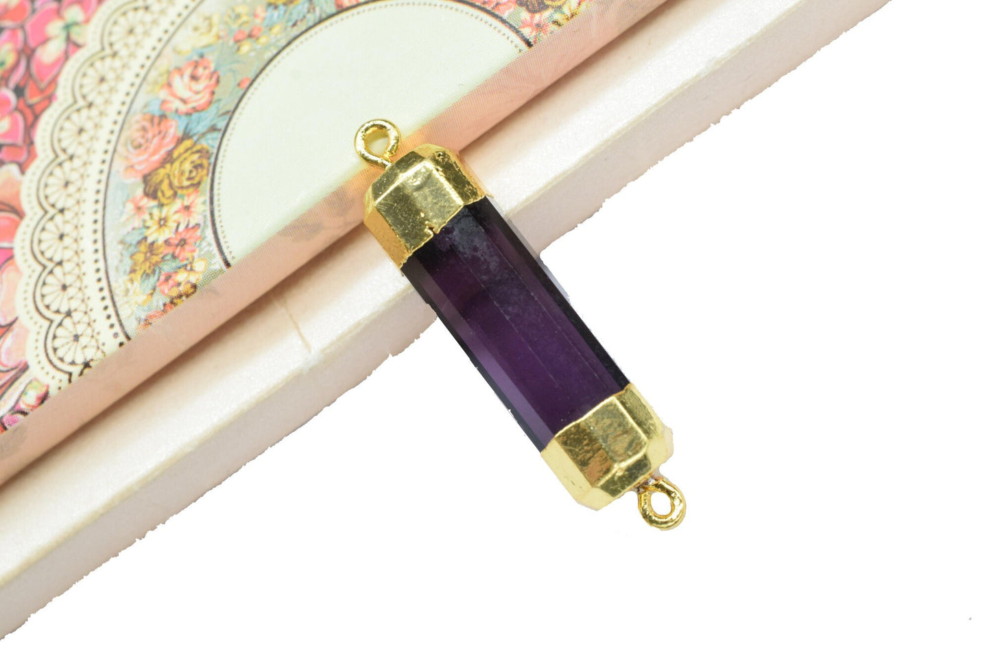 Amethyst Pointed Pendants,Double Bail Point Connectors,Amethyst Jewelry Making Supply,Pencil Pendant,Handmade Pencil Charms,Purple Gemstone