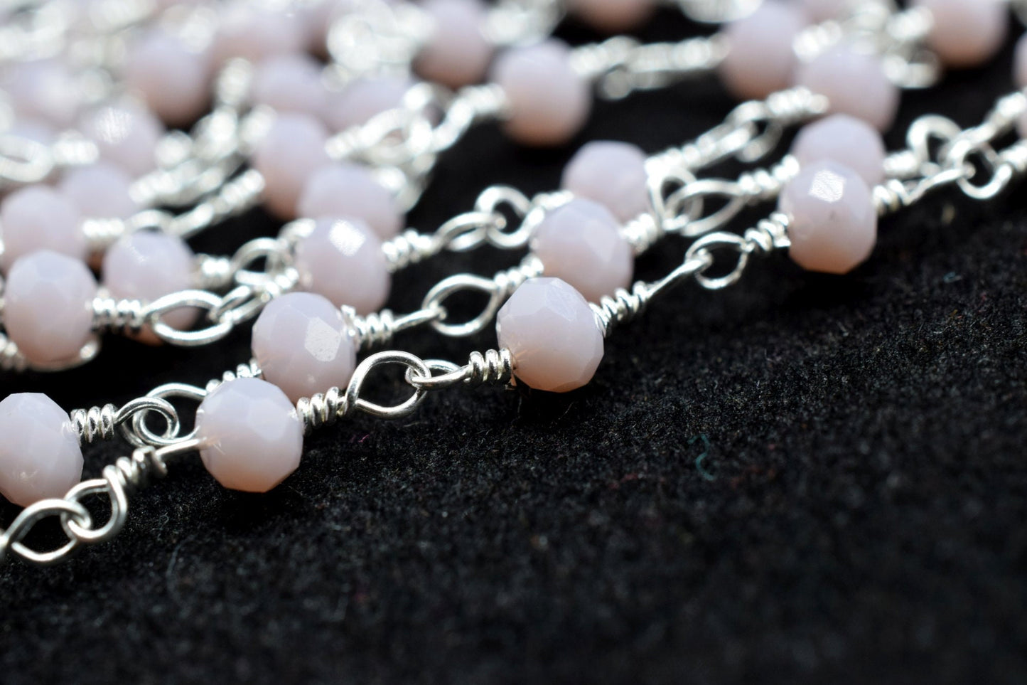 Lavender 3mm Beaded Chain,Lavender Rosary Chains,Lavender Gold Plating Wire Wrap Chain,Lavender Brass chain,Jewelry Making ChainRosary chain