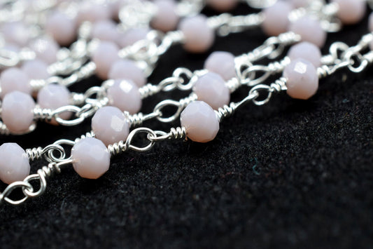 Lavender 3mm Beaded Chain,Lavender Rosary Chains,Lavender Gold Plating Wire Wrap Chain,Lavender Brass chain,Jewelry Making ChainRosary chain