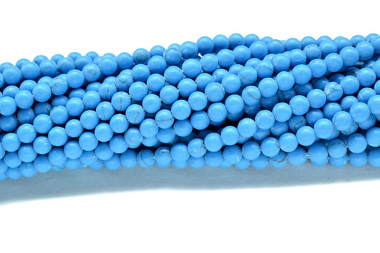Blue Turquoise Round Smooth Beads,Turquoise Gemstone Beads,13 Inch Strand,AAA Quality,December Birthstone Jewelry,Wholesale Gemstone beads