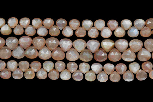 Peach Moonstone Faceted Heart Shape Beads,Peach Moonstone Briolettes,Peach Moonstone 10mm Briolettes,Jewelry Making Beads,jewelry beads