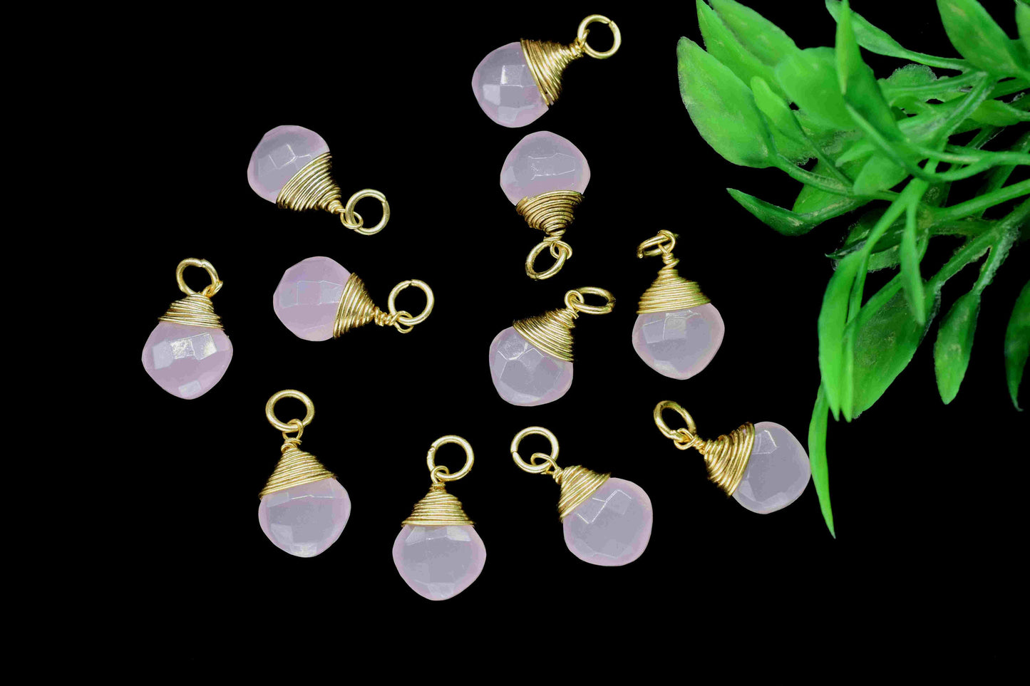 Pink Chalcedony Loop Connector,Pendant Jewelry,Wire Wrapped Necklace,Pink Chalcedony Square Faceted Connector,Gemstone Wire Wrapped Pendant