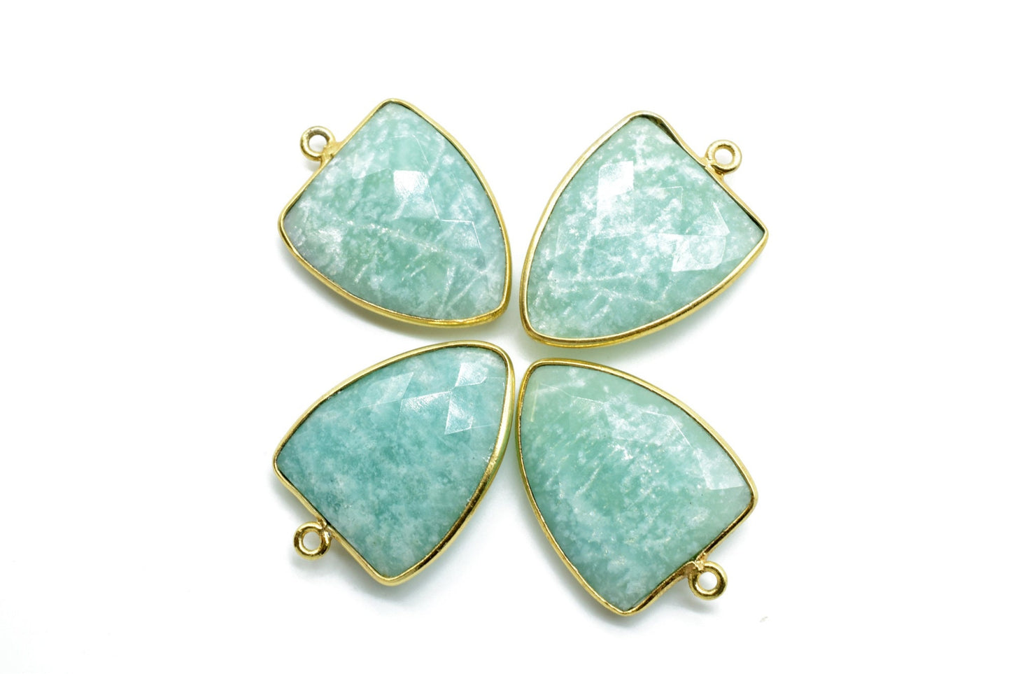 Amazonite 17x22mm Triangle shape pendant,Amazonite single loop connectors,Amazonite Faceted Bezel Link Connector,Amazonite fancy connectos