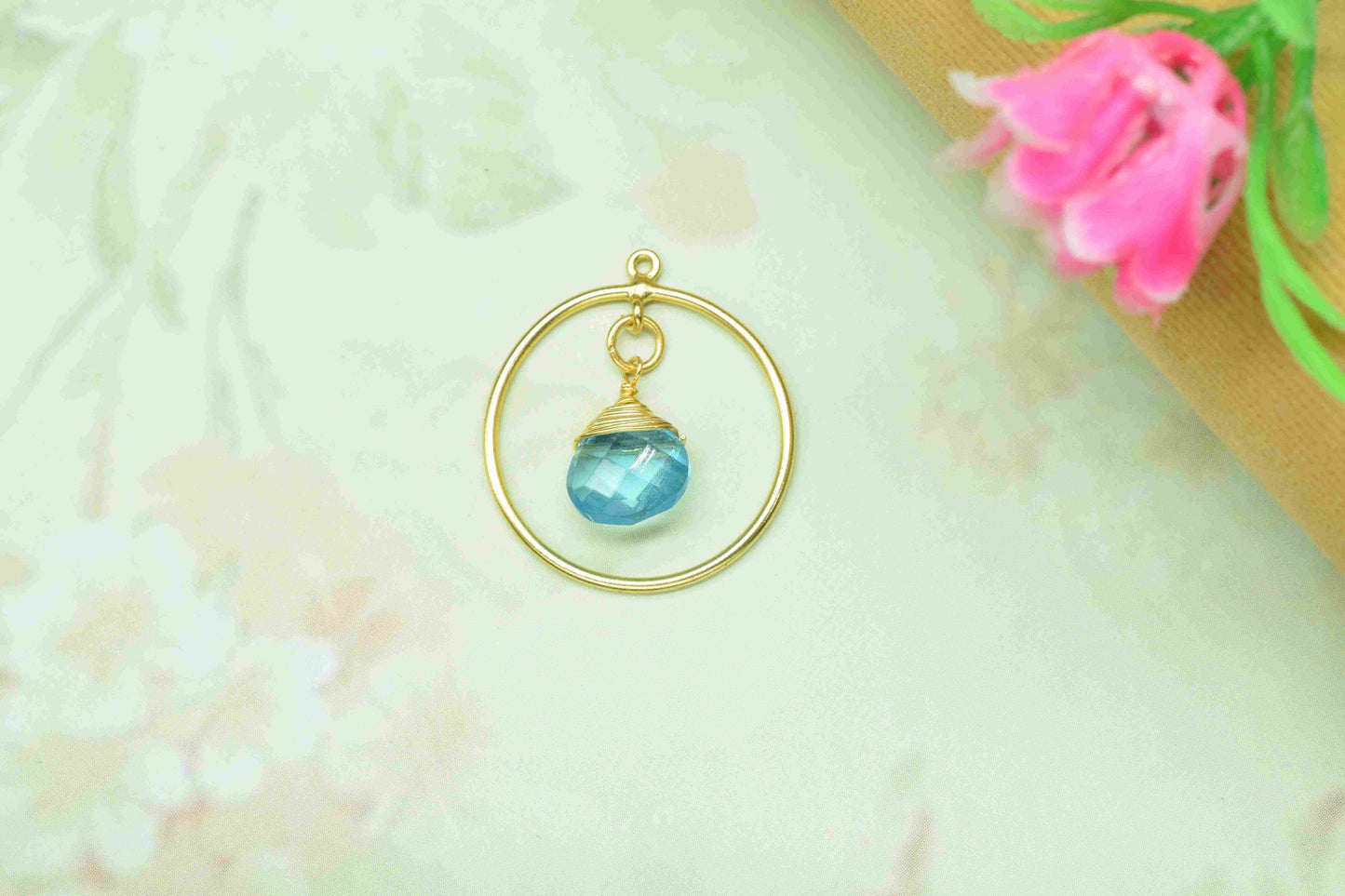 Finding Circle Pendant,Wire Wrapped Finding Component,Gemstone Heart Shape Pendant Jewelry,Handmade Beads Dangle Earring,Station Link Supply