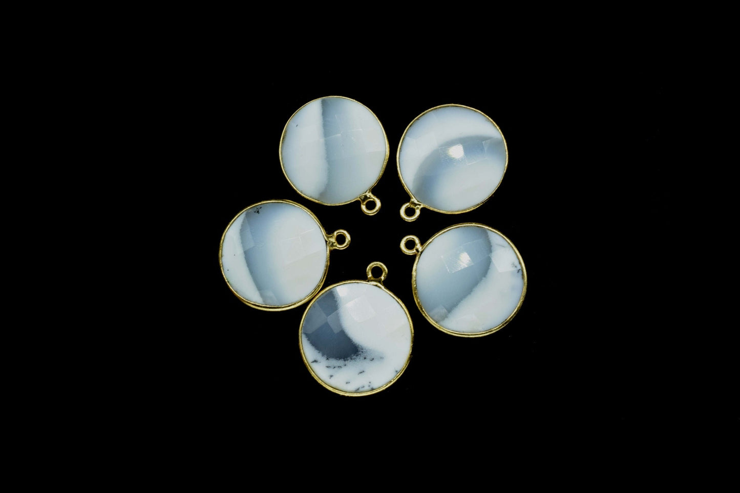 Dendrite Opal 16mm Round Bezel charm,Dendrite Opal handmade charms,Dendrite Opal coin,Brass Gold Plated bezel,natural Dendrite Opal Pendants