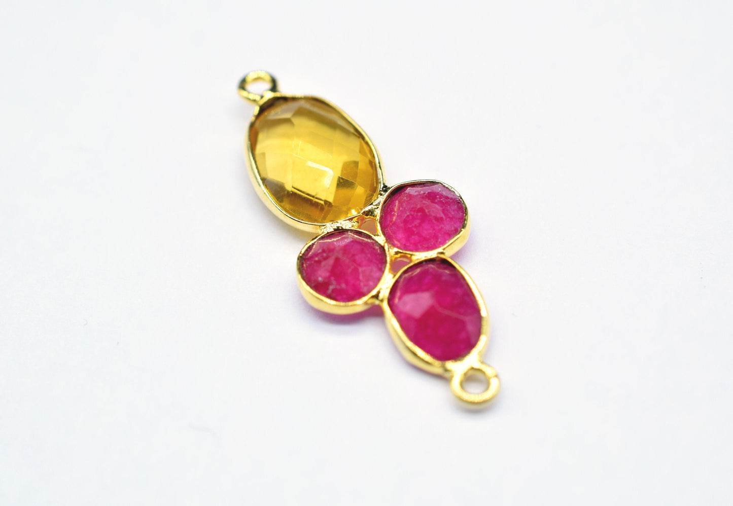 Ruby Gemstone Component/Earring Components/Citrine Earring Component/Gemstone Pendant/Jewelery Making Supplies/Dangle Earring Component