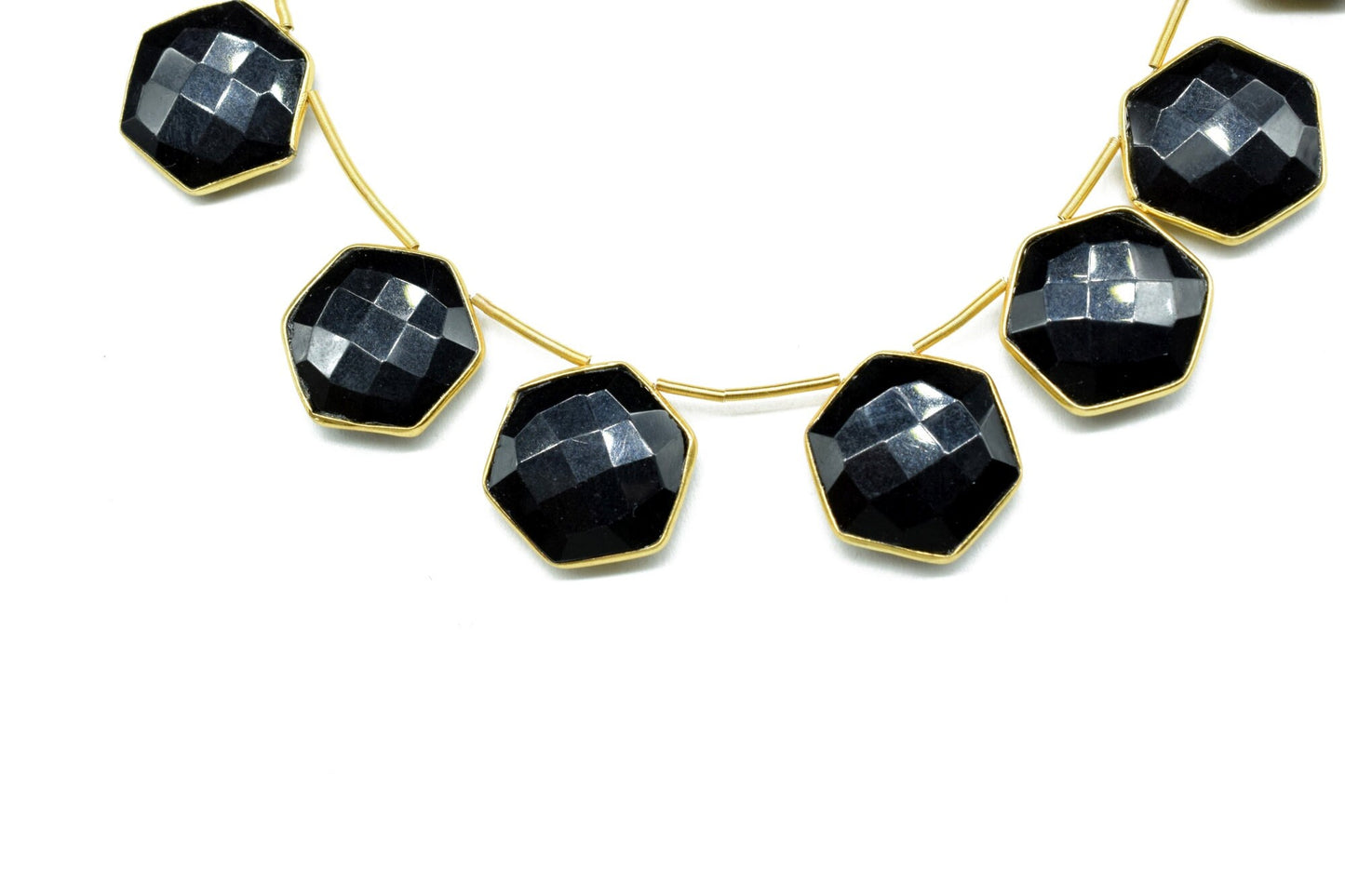 Black onyx 15mm Hexagon shape charms 9 pieces strand pack,Black onyx side drilled charms,Black onyx bezel,Gemstone Hexagonal Charm,Jewelry