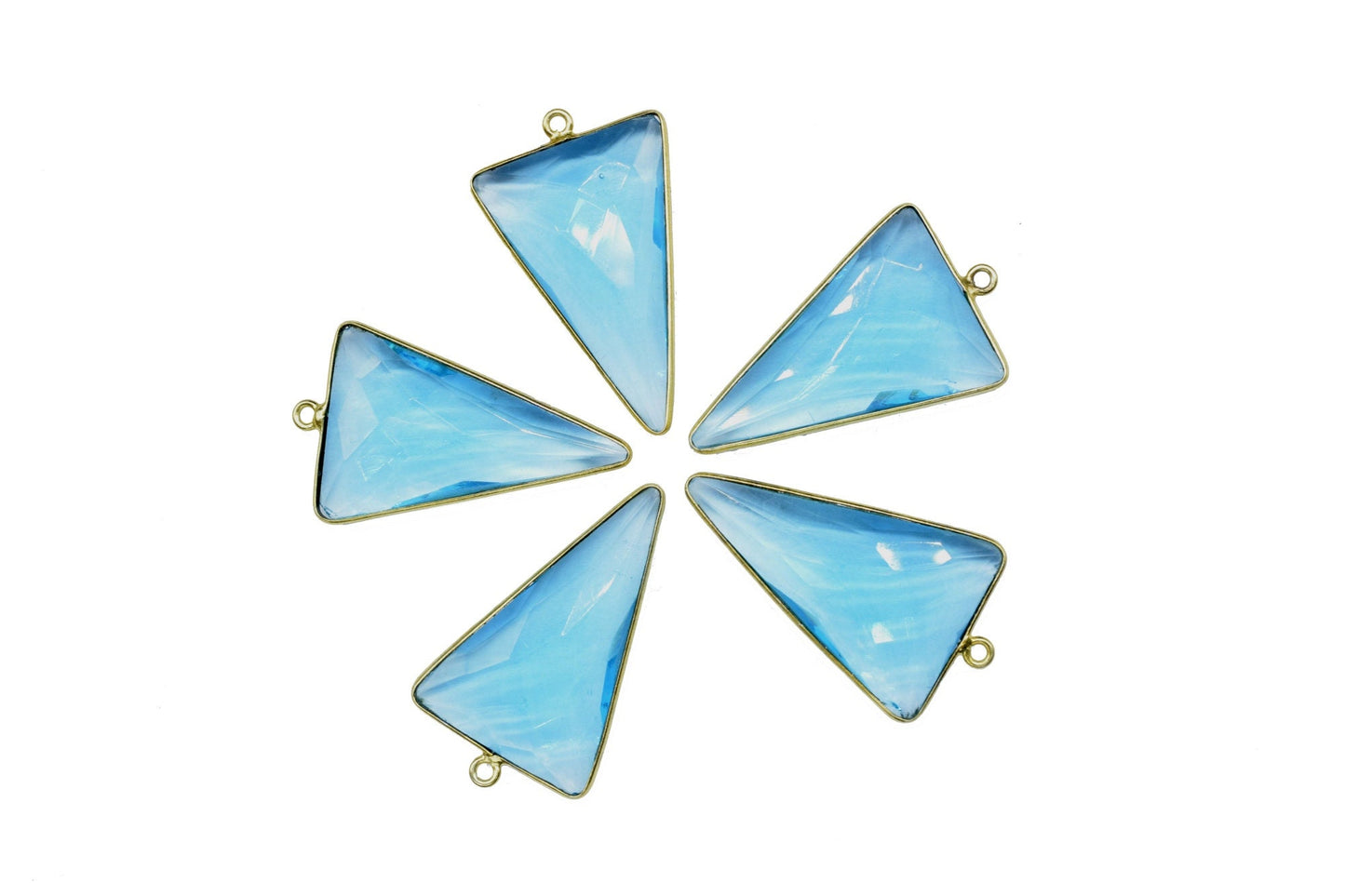 Sky Topaz 20x30mm Triangle shape pendant,Sky Topaz connectors jewelry making charms craft,Sky Topaz Gold Plated Single Bail Charms Jewelry