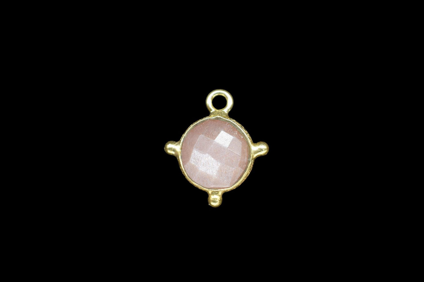 Peach Moonstone Pendant/Gemstone Component/Round Shape Charm/Single Bail Charms/Wholesale Supply/Gold Plated Jewellery/Moonstone Chamrs