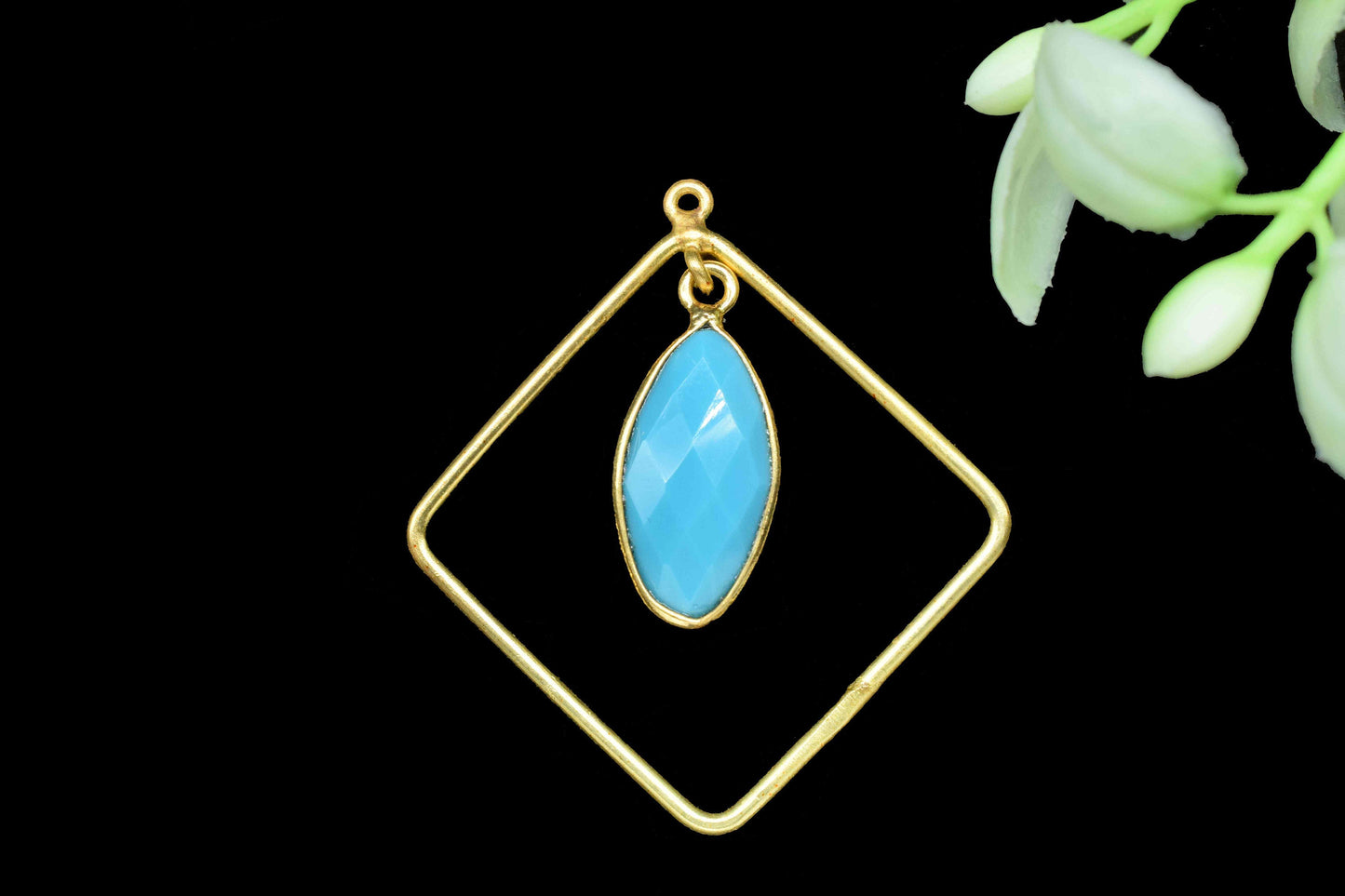 Marquise Bezel Pendant,Finding Square Components,Gemstone Square Component,Handmade Pendant Jewelry,Beads Dangle Earring,Station Link Supply