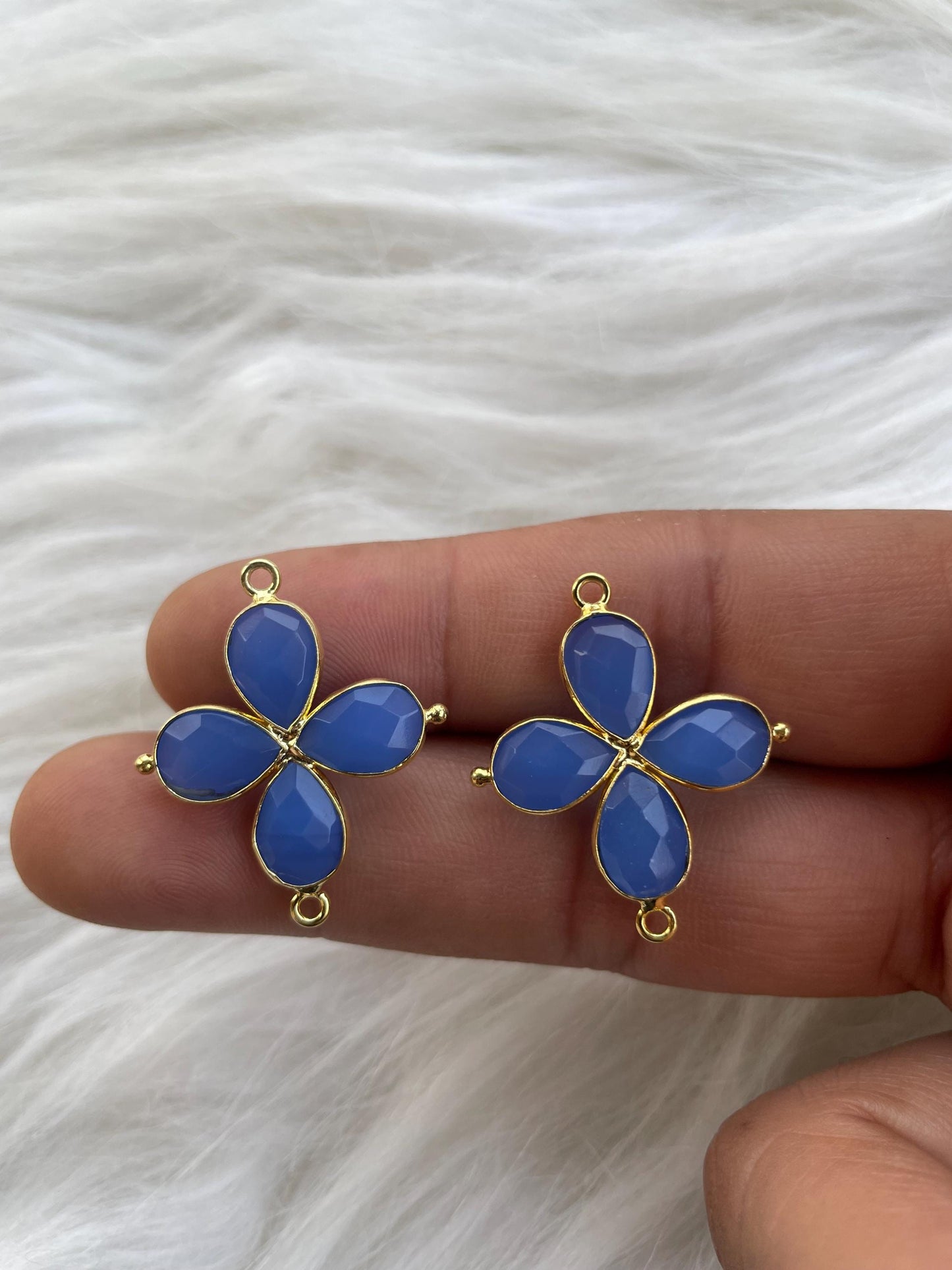 Blue Chalcedony Teardrop Pendant,Blue Gemstone jewelry,Chalcedony Bezel connectors,Gemstone Bracelet Charms,Double Loop connector,Gifts,P122