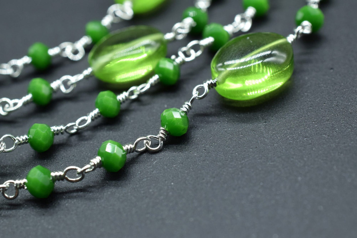 Natural Peridot Smooth Oval Rosary Style Beaded Chain,Gold Plated Wire Wrapped Chain,Gemstone Linked Handmade Chain,Jewelry Making,Per Foot