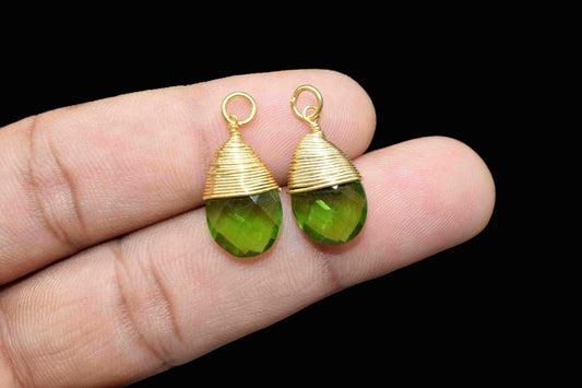 Peridot Teardrop Faceted Connector,Green Gemstone Wire Wrapped Pendant,Loop Connector,Pendant Jewelry,Wire Wrapped Necklace,Peridot Jewelry