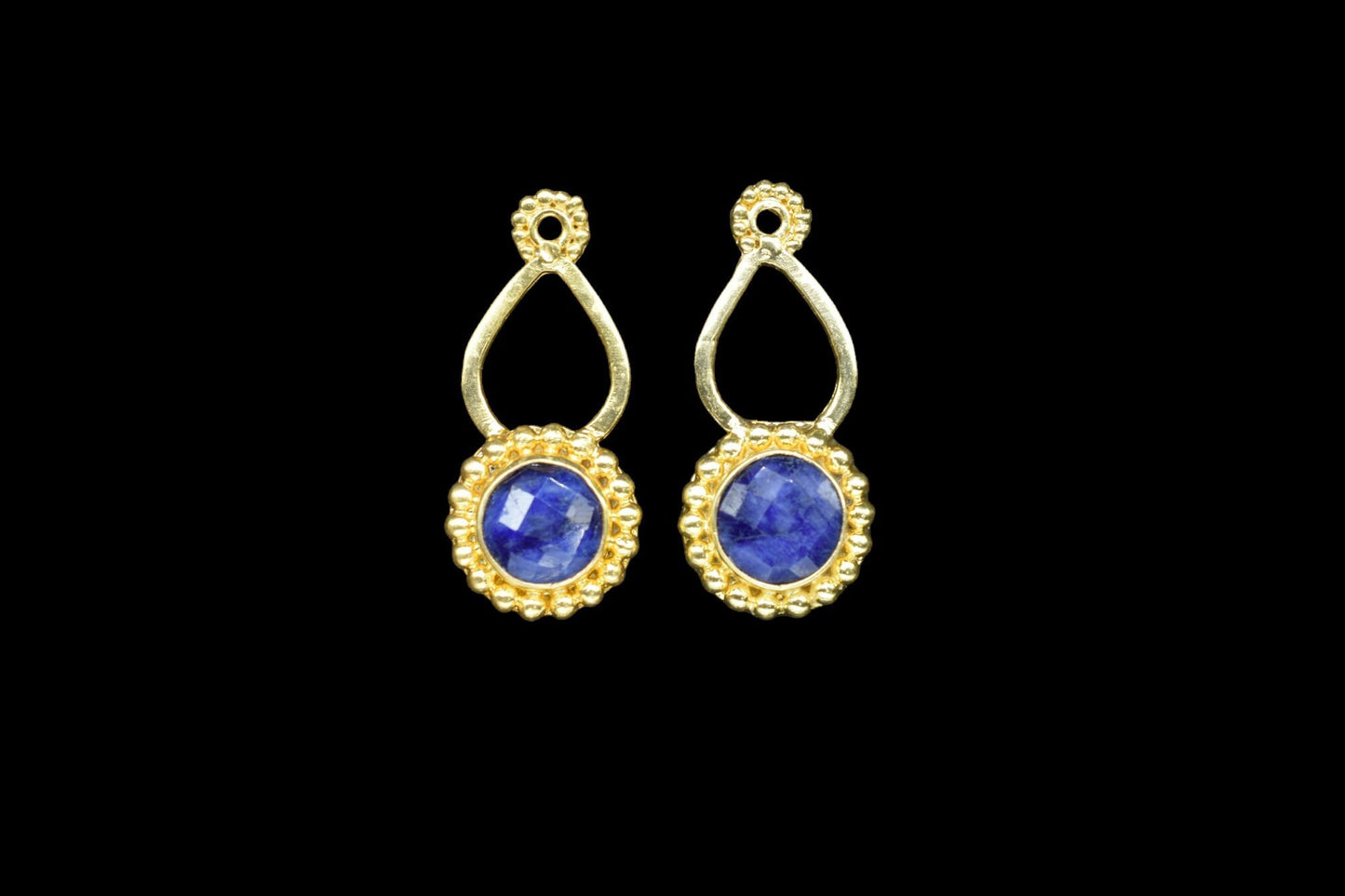 Blue Sapphire Designer Pendant/Jewelry making Stone/Sapphire Pendant Charm/Handmade Jewelry Component/Round Shape Stone/Connector/Gift