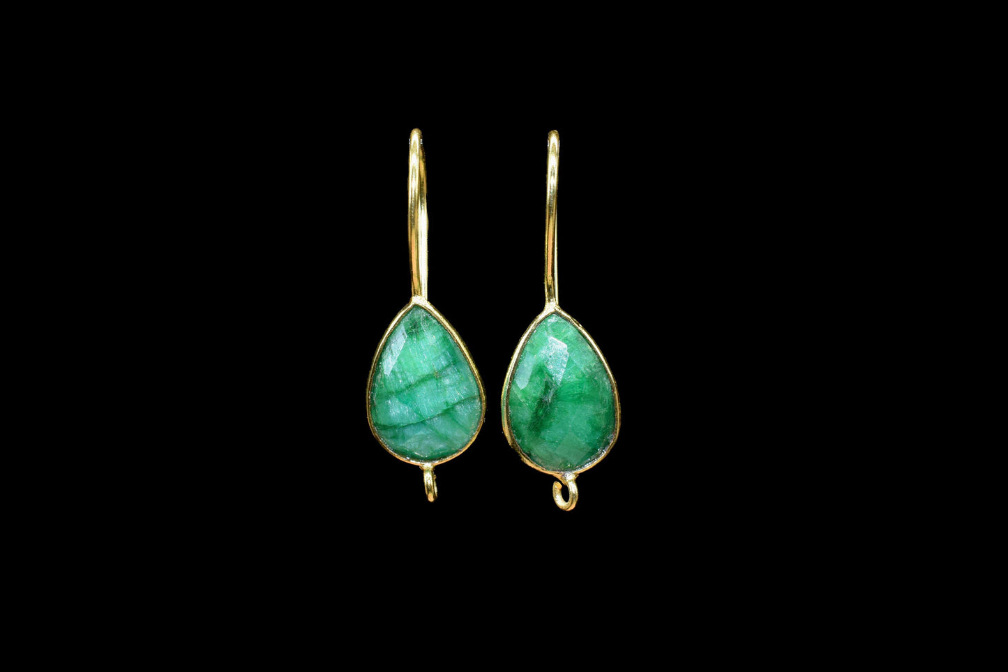 Emerald Gemstone 9x13mm Component,Emerald Teardrop Shape Component,Gemstone Earring,Component Jewelry,Emerald Gemstone Connector,EmeraldGift