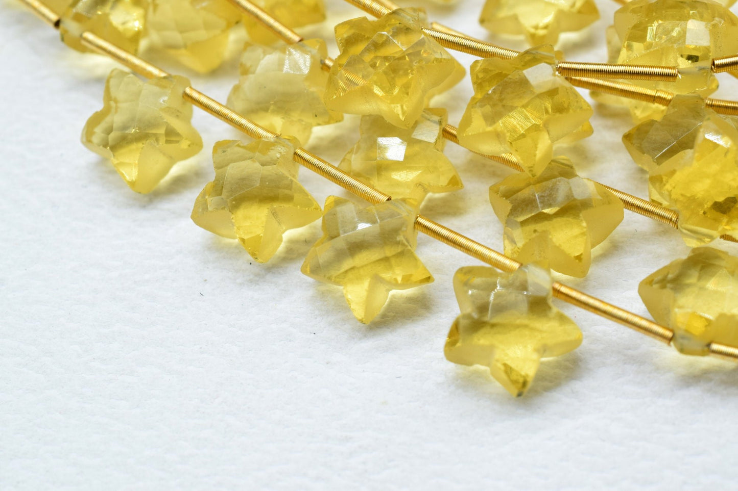 Citrine Faceted Star Shape Briolettes, Carved Gemstone, 10 Pcs Strand, Gemstone For Jewellery,star shape briolette,Side Drilled briolettes