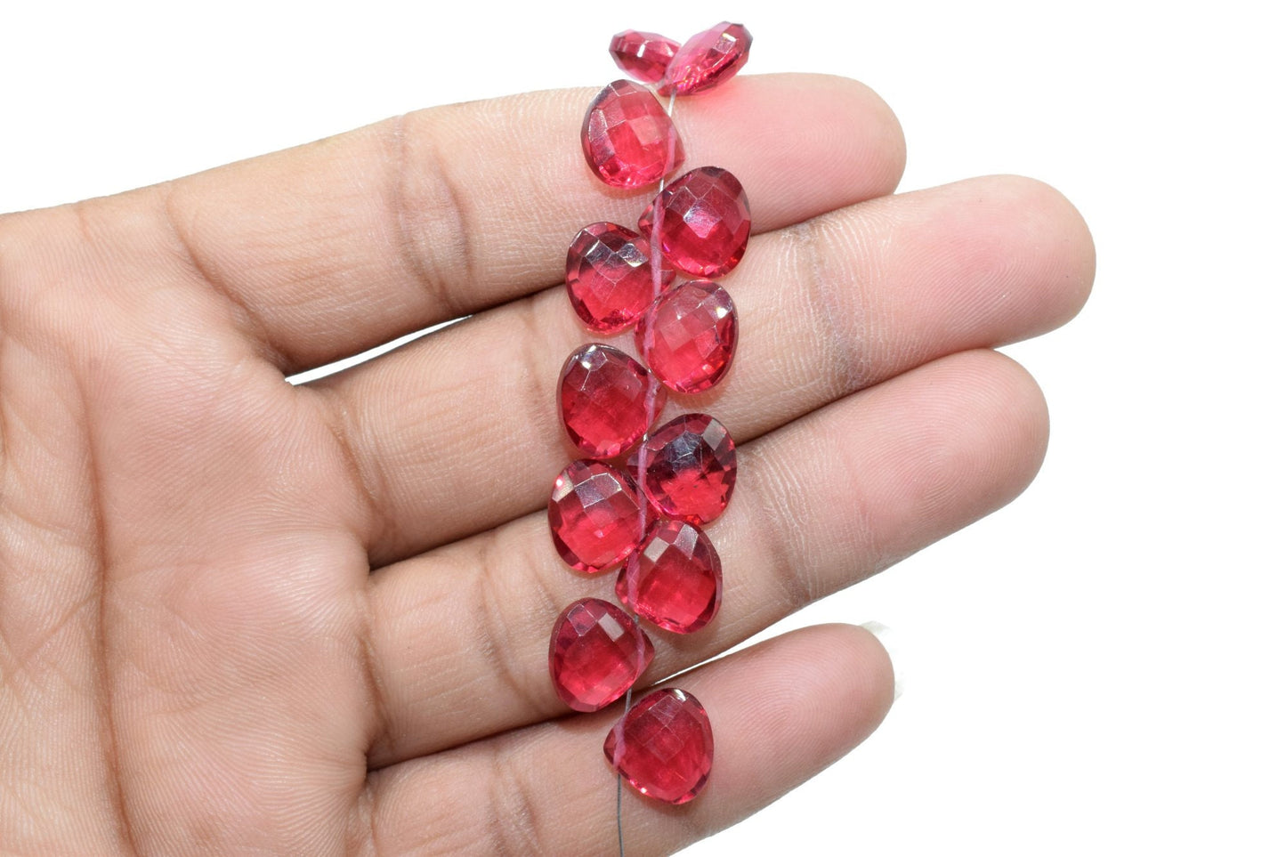 Tourmaline Heart Shape Briolettes,Precious Briolettes,10mm Heart Shape Faceted beads,Pink Briolettes,AAA Quality beads,50 pcs full Strand