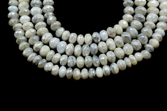 Gray Silverite Gemstone Roundlle Beads 7x7.5 mm Gray Silverite faceted rondelle full 6 inch strand beads,Silverite Gemstone Jewellery Making