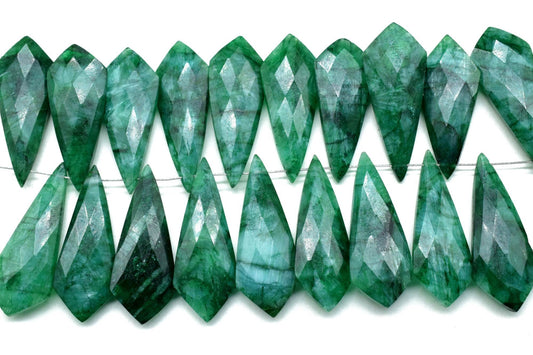 Emerald Faceted Pear Shape Briolettes,Emerald Long Pear Beads,12x27mm Fancy Briolettes,Gemstone Briolettes,Fancy Shape Briolettes,Emerald