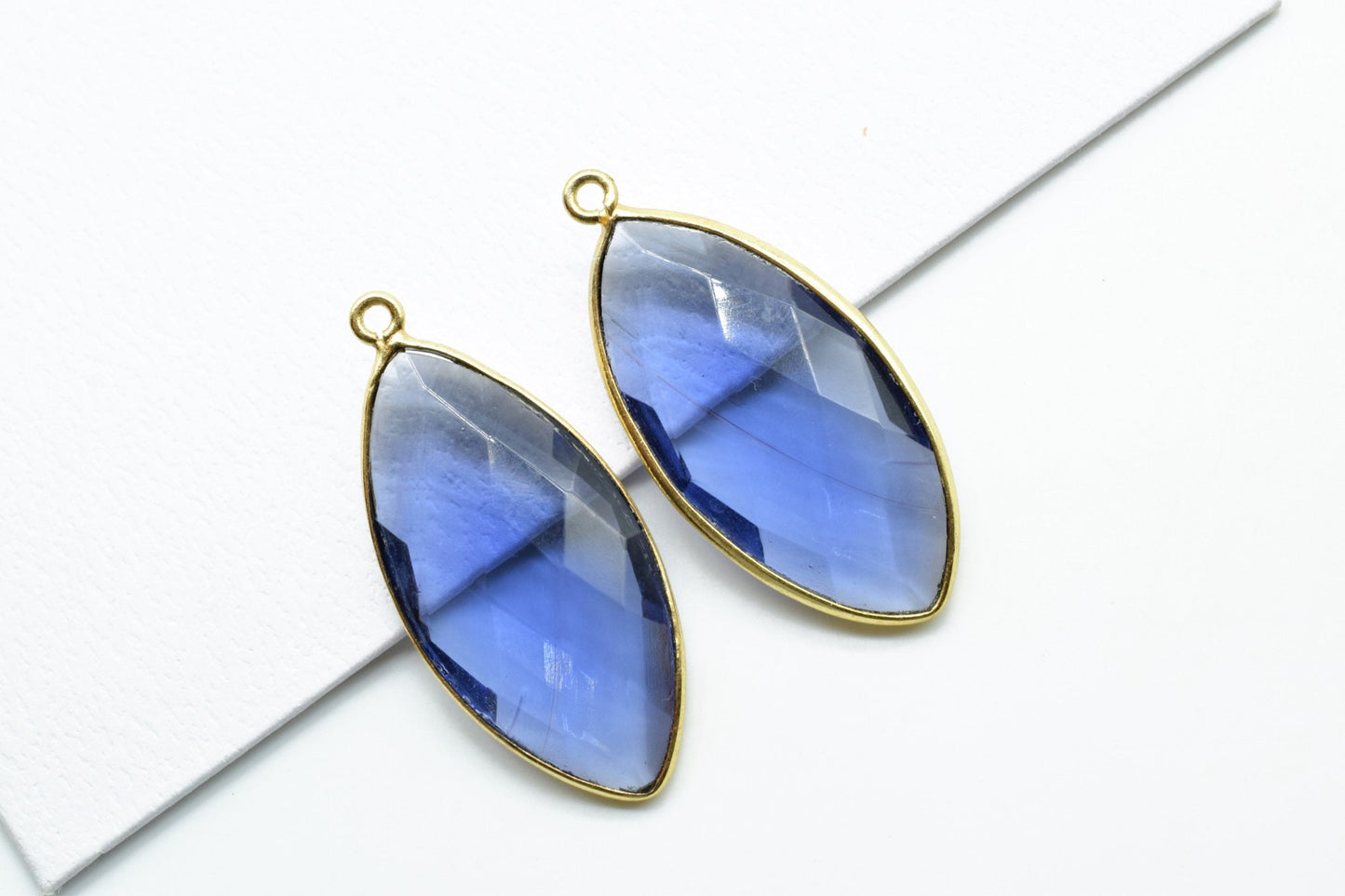 Iolite 15x30mm marquise shape Single bail Connectors,Iolite Single Bail bezel link,Jewelry making supplies,Iolite Single loop Charms,Iolite