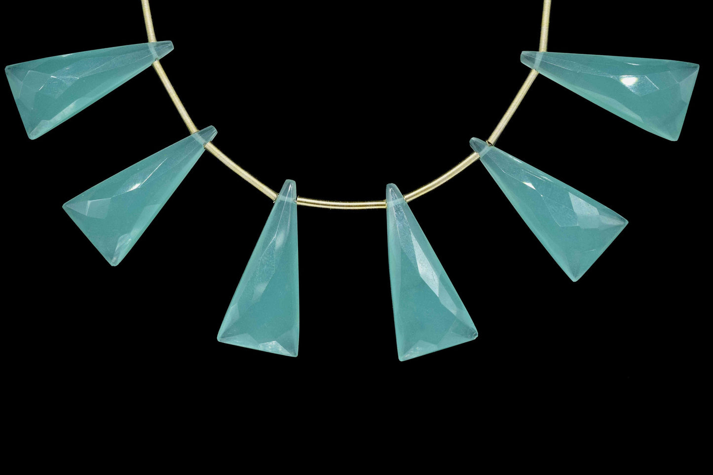 Aqua Chalcedony Long Triangle shape 12x25mm Briolettes,Aqua Chalcedony Briolette,Fancy shape Briolette,jewelry supplies,Chalcedony briolette