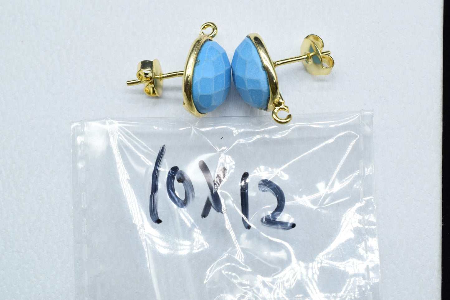 Turquoise Earring Connector,Gemstone Connector Post Stud,Jewelry Supplies,Earring Findings,Jewelry Making Components,Bezel Rim Connectors