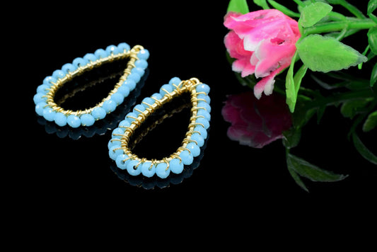 Turquoise Quartz Beaded Earring,Gemstone Component,Handmade Earring,Dangle Earring Components,Findings Earring Components- Connector Jewelry