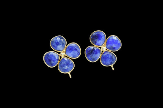 Blue Sapphire Gemstone Earring Connector/Gold Plated Jewelry/Sapphire Handmade Jewelry/Component/Jewelry making Connector/Wedding Gifts