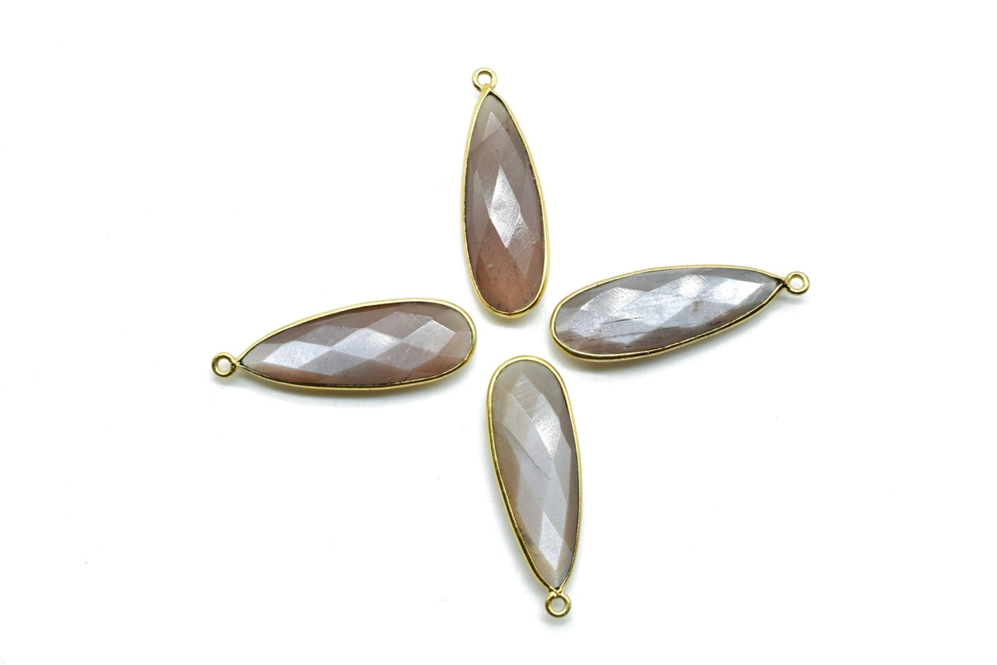 Peach Moonstone 10x30mm Charm,Peach Moonstone Pendant,Teardrop Pendant,Faceted Peach Moonstone,Gemstone Charm,Gemstone Pendant,Dainty Charms