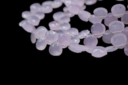 Pink Chalcedony 6mm Heart Shape Briolettes,Chalcedony Briolette,AAA Quality Briolette,7''pear shape strand,Chalcedony stones Briolettes