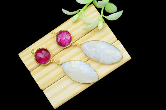 Ruby Component pendant,Dangle pendant Charms,Multi Stone Dangle Earring,Necklace Connector,Rainbow Gemstone Connectors,Handmade jewelry Gift