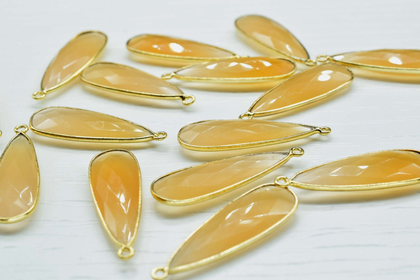 Peach Moonstone Bezel Charms 10x30mm,Brass Gold Plated bezel, Natural Peach Moonstone Pendant,Peach Moonstone Teardrop Connector And Bezel