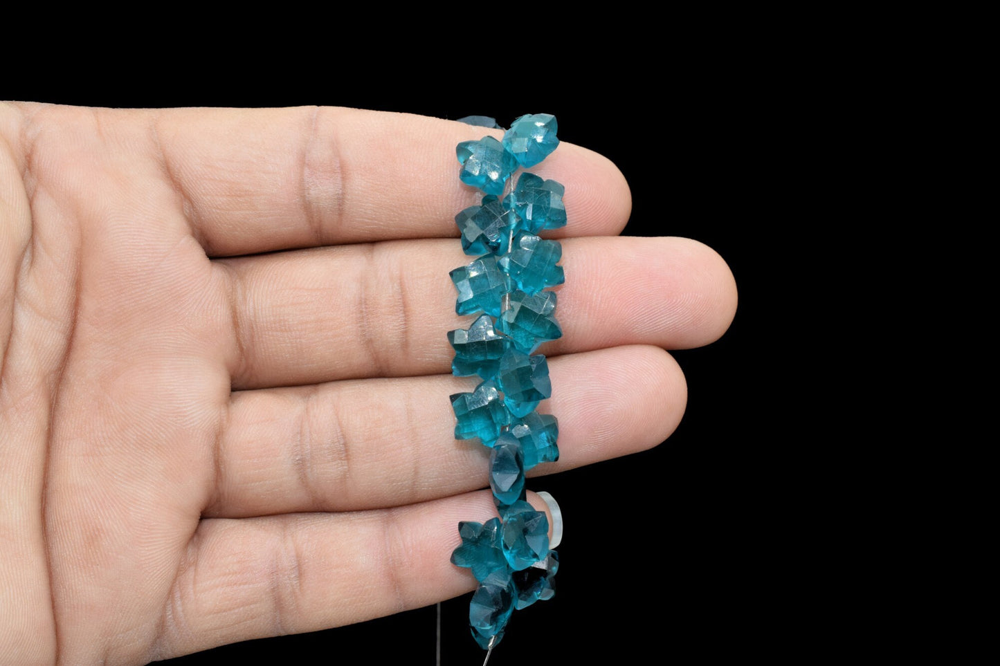 Neon Apatite 9mm star shape Faceted Briolette,Gemstone,Hand Carved Briolette,Carving Gemstone,Faceted Carved stones,Apatite carving gemstone