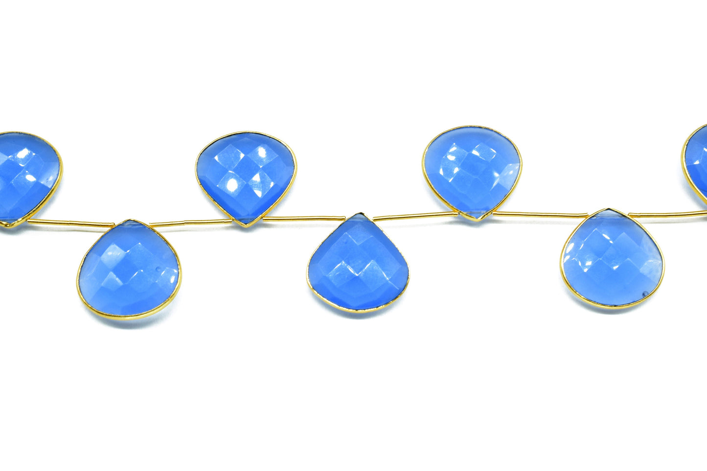 Blue chalcedony 20mm heart shape charm strand,Gemstone bezel strand,gemstone Charm,Faceted Gemstone JewelryMaking Component