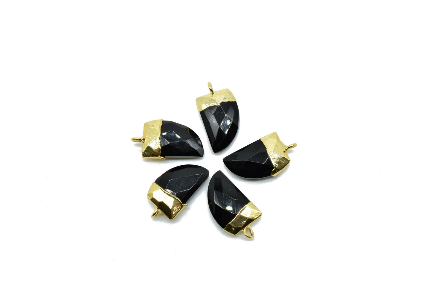 Black onyx 10x15mm Horn Shape Single bail connectors,Black onyx Pendant,Black onyx Horn Gold Plated bezel,jewelry making charm,black onyx