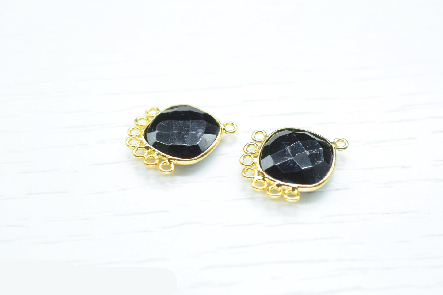 Black Onyx 14mm Cushion Bezel Charms/Gemstone Single Bail/Component charm/Handmade Jewellery Connectors/Women Jewelry/Handmade Connector