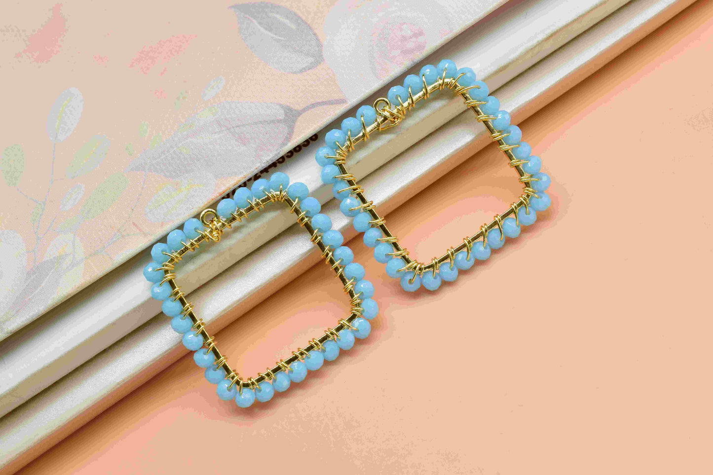 Turquoise quartz Wire Wrapped Dangle Connector, Gemstone Components, Handmade Earring, Finding Necklace Component Jewelry, Earring Connector