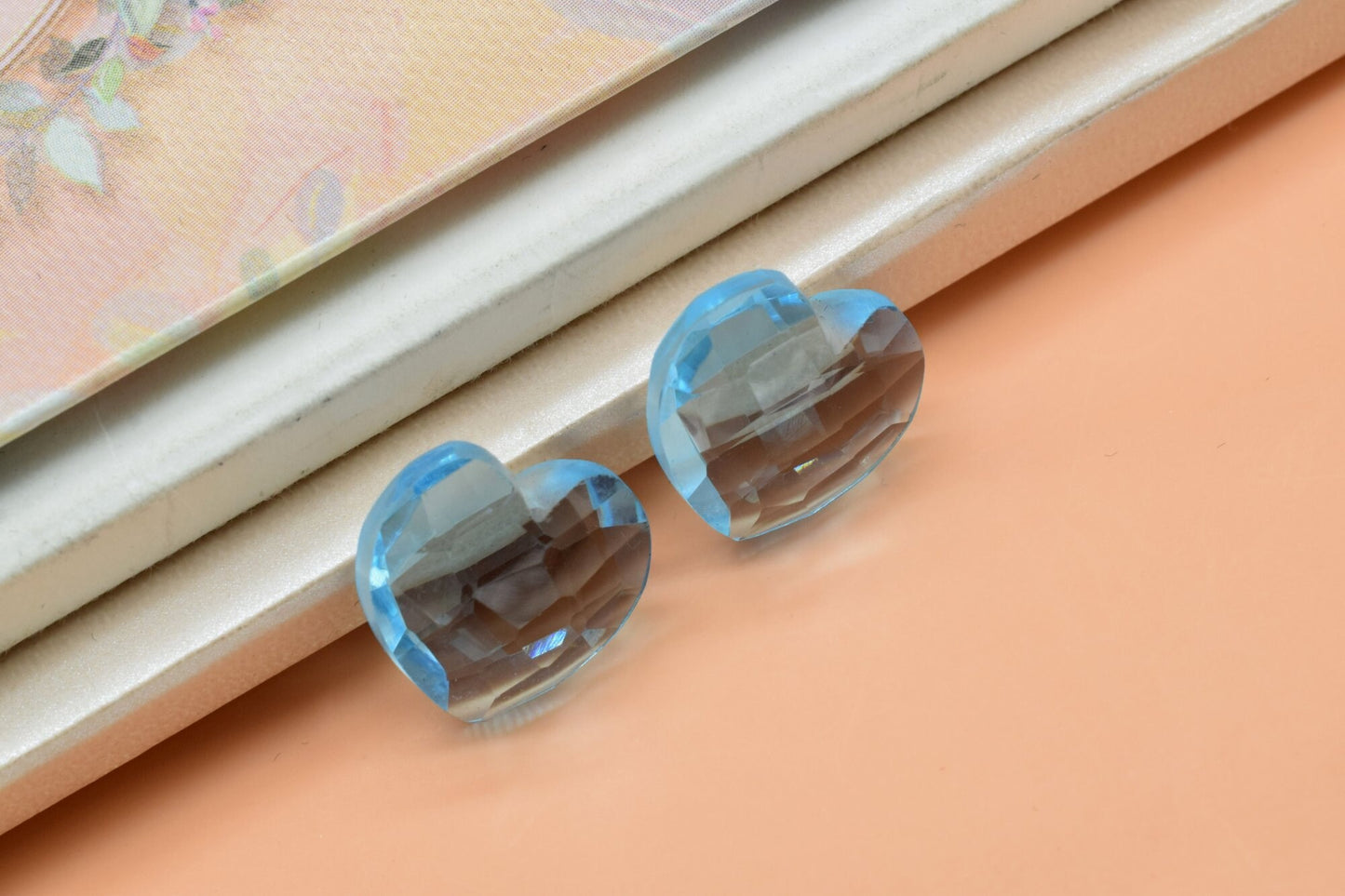 Beautiful Sky Blue Topaz Carved Heart Shape 14mm Drilled Beads Matching Pair, November Birthstone, Great Luster And Clarity,calibrated pair