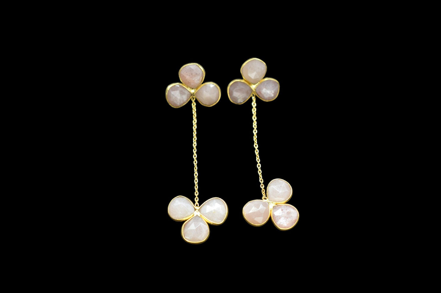 Peach Moonstone Earring/Bridal Earring/Gold Plated Earring/Dangle Earring/Gold Plated Jewelry/Statement Earrings For Bridal/Bridesmaids