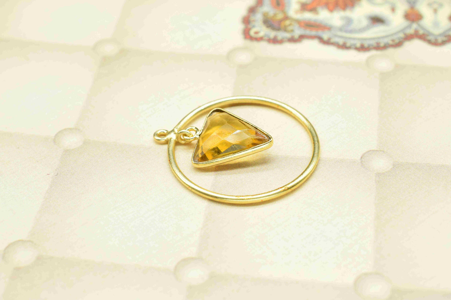 Handmade Triangle Bezel Pendant,Finding Round,Gemstone Circle Components,Beads Pendant Jewelry,Components Dangle Earring,Station Link Supply