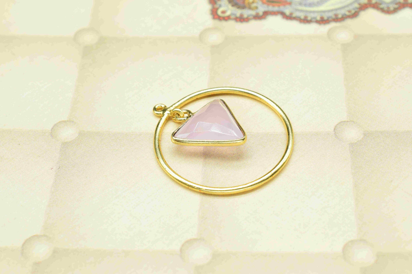 Handmade Triangle Bezel Pendant,Finding Round,Gemstone Circle Components,Beads Pendant Jewelry,Components Dangle Earring,Station Link Supply