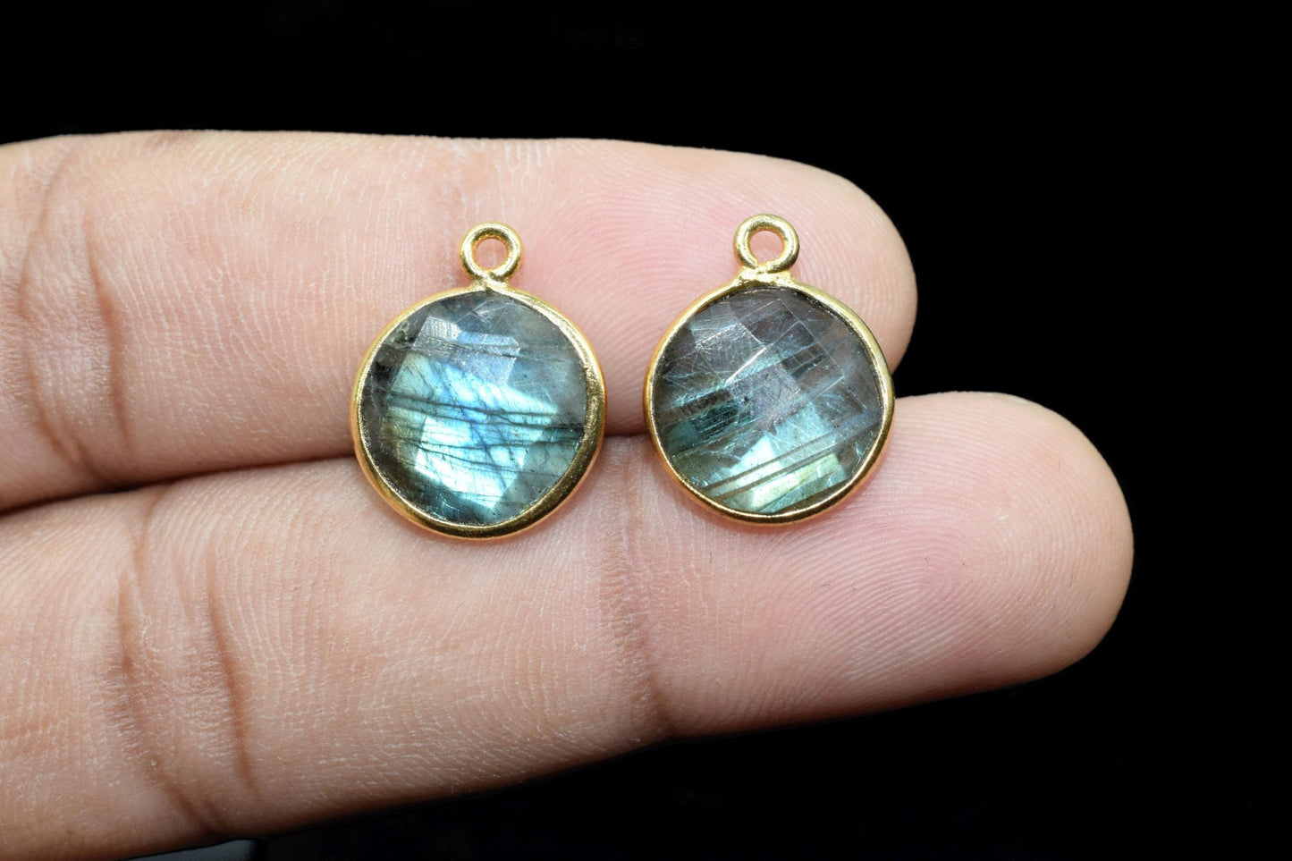 Labradorite 12mm Round Charm,Labradorite Pendant,Teardrop Pendant,Faceted Labradorite,Gemstone Charm,Gemstone Pendant,Labradorite Charms