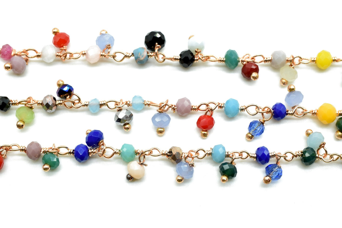 Multi Stones Cluster Rosary Chain,beaded Flower Chain Beads 3mm Rondelle faceted,Cluster Rosary Chains,Dangling Flower Chain,Rosary Chain