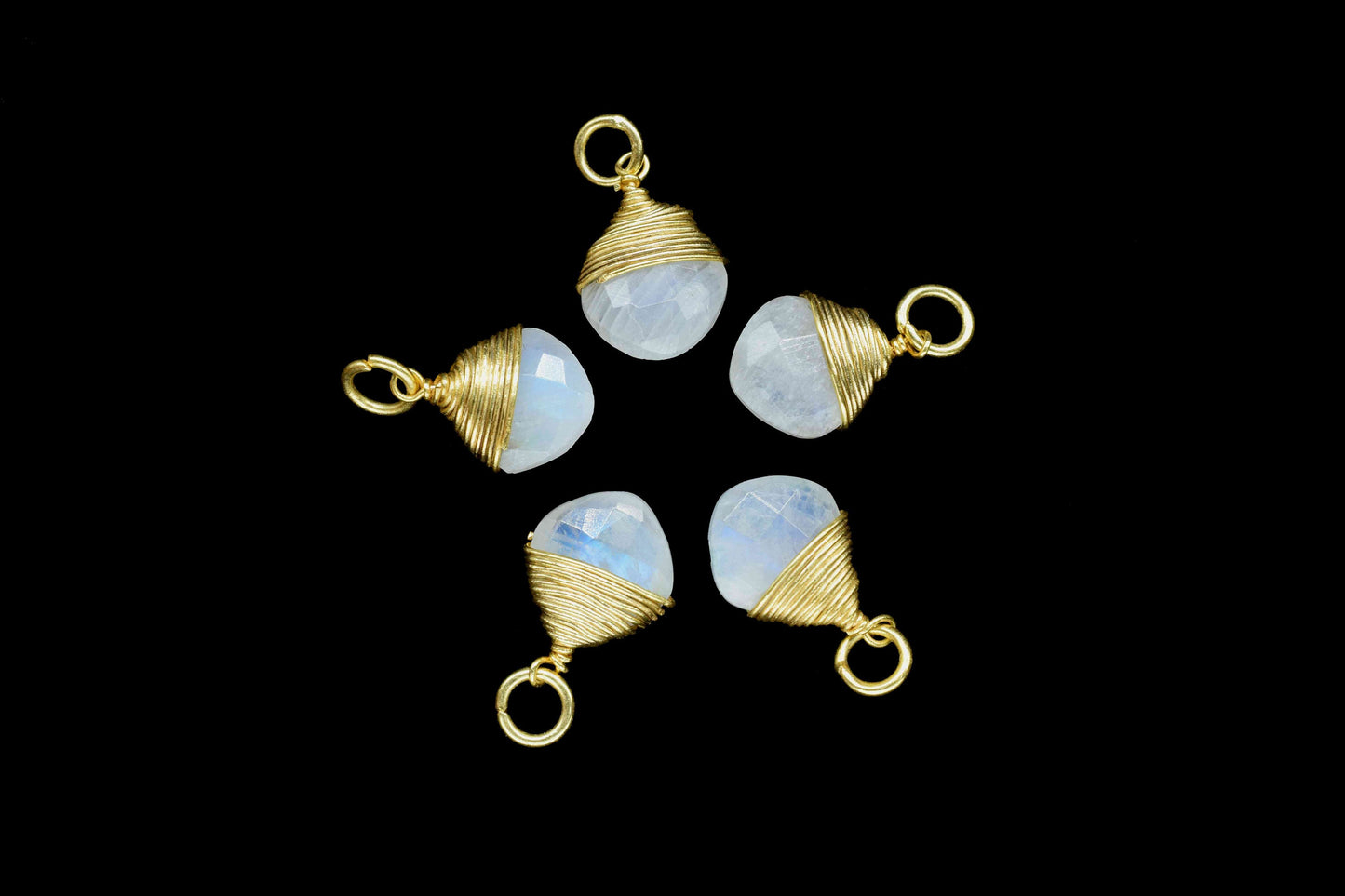 Moonstone 8mm Wire Wrapped Pendant,Loop Connector,Pendant Jewelry,Wire Wrapped Necklace,Rainbow jewelry, 8mm Square Faceted Connector