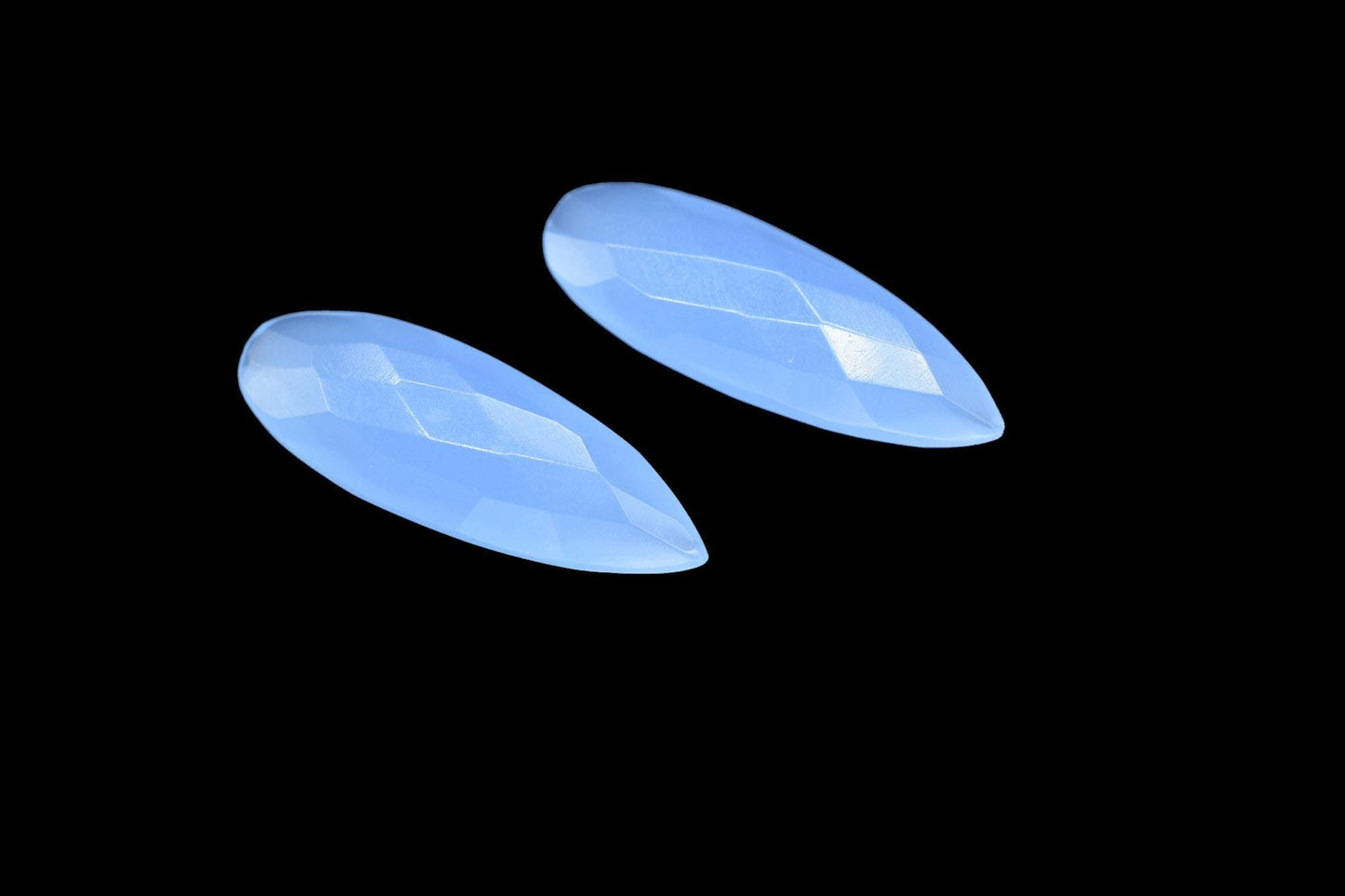 Blue chalcedony Faceted 10x30mm Teardrop Shape Briolette,Chalcedony Semi Precious Bead Jewelry,Gemstone Both Side Cut Loose Fancy Beads,Gift