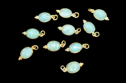 Amazonite Gemstone 8x10mm Oval shape charm,Amazonite pendant Jewelry,Amazonite charm jewelry,Amazonite Gold Plated bezel jewelry making